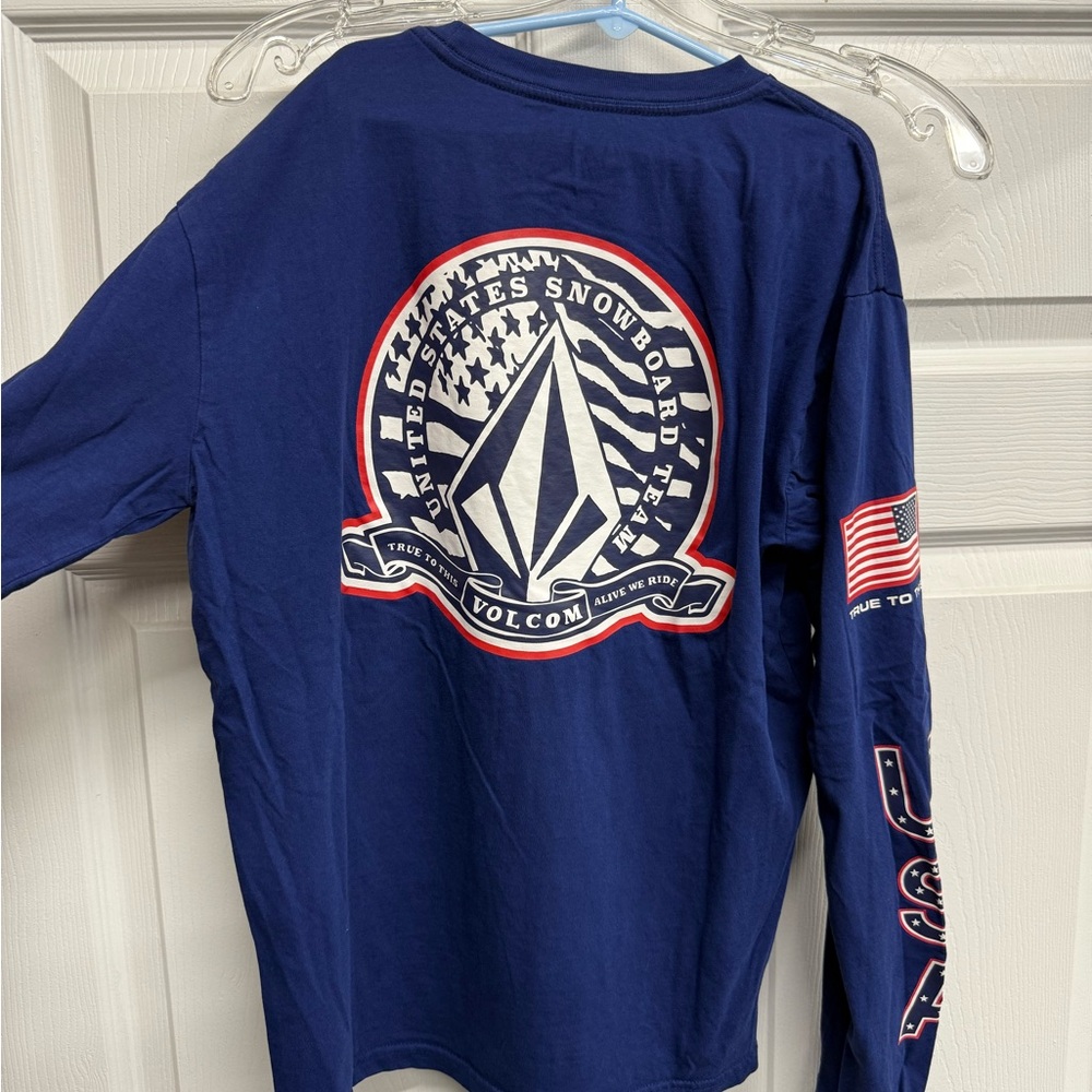 Volcom Kids Navy Long Sleeve Tee with USA Snowboarding Graphics